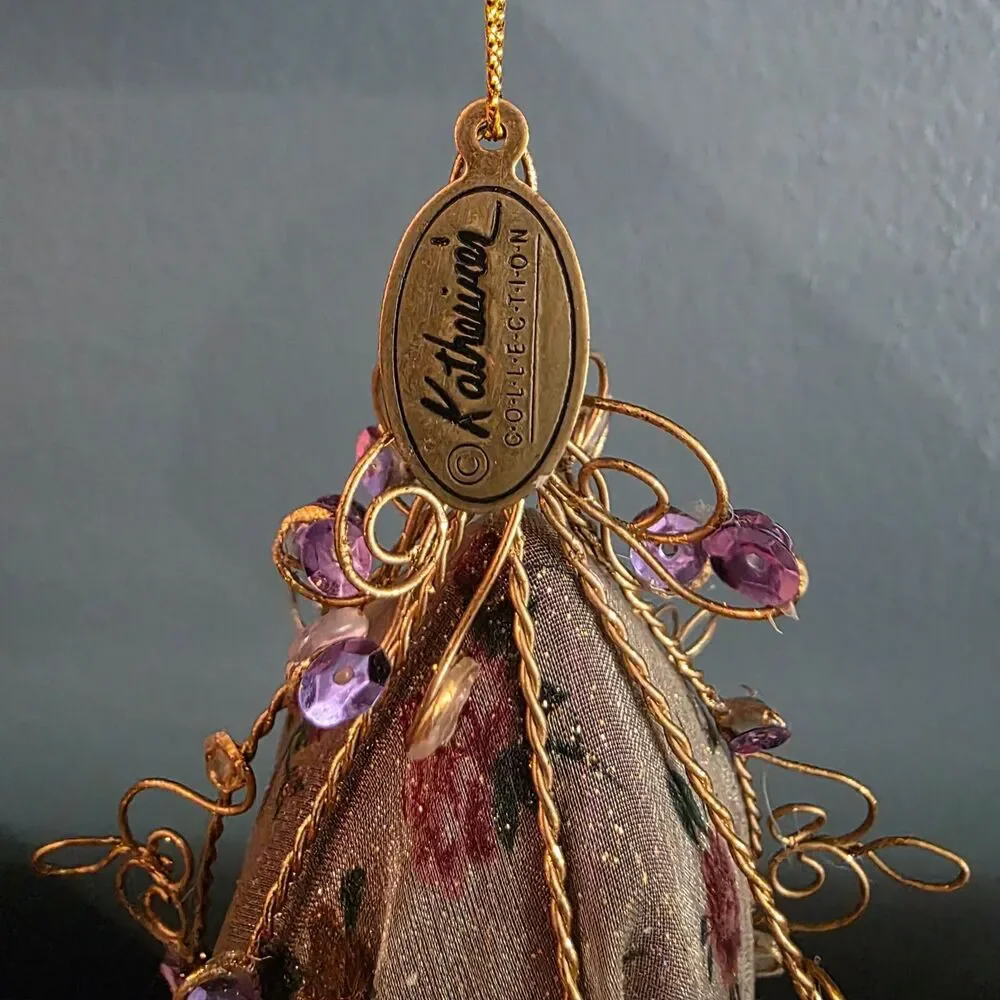 2 Vintage Victorian Wired Finial Floral Ornaments Katherine’s Collection Gold